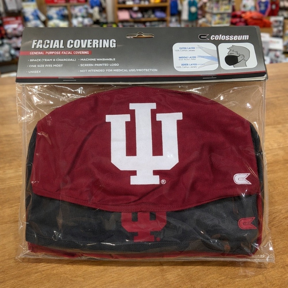 Indiana University Hoosiers Face Mask 2-Pack Colosseum IU‎ Crimson Charcoal NIP